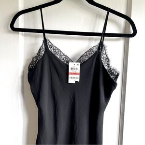 NWT Bar III Women's XS black Lace Sleeveless V-Neck Slip Dress Lingerie Straps